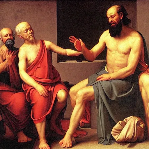 Image similar to virtual reality headset, socrates, renaissance painting