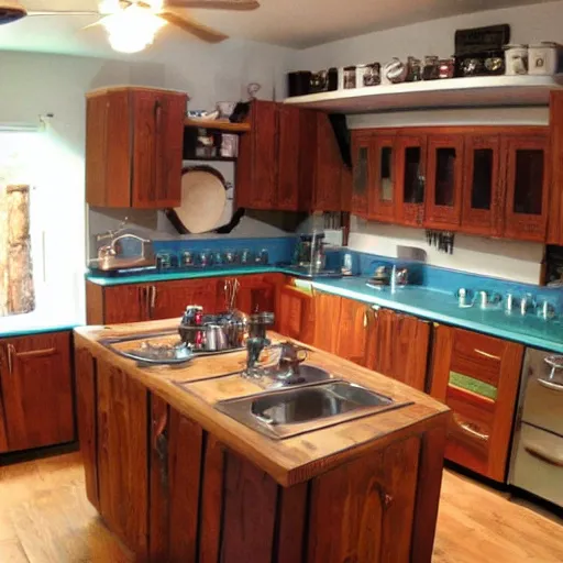 Prompt: kitchen made out of guitars