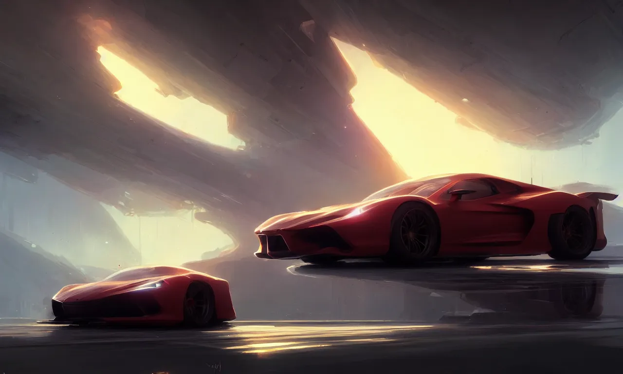 Image similar to Super car, concept art, low angle, high detail, warm lighting, volumetric, godrays, vivid, beautiful, trending on artstation, by Jordan grimmer, art greg rutkowski