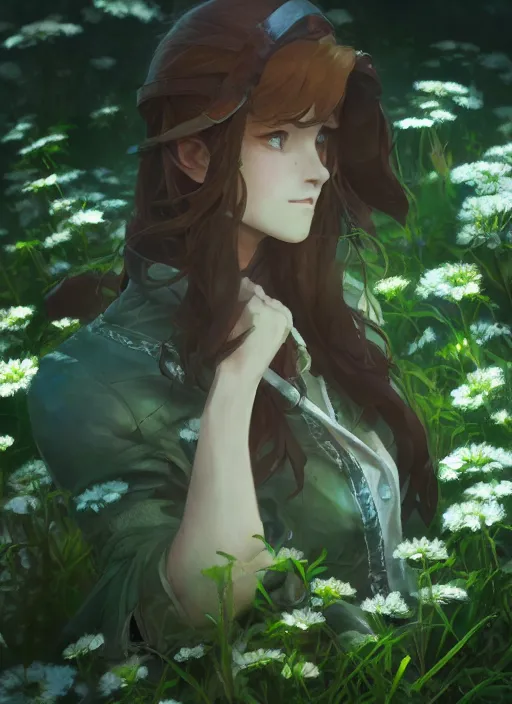 Image similar to a portrait of the emerald herald in the garden, intricate, tone mapped, ambient lighting, highly detailed, digital painting, concept art, sharp focus, by makoto shinkai and hidari and wlop