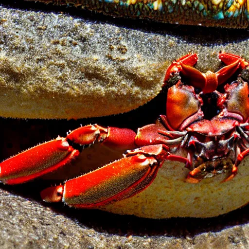 Prompt: Medium close up of a crab, award winning photo