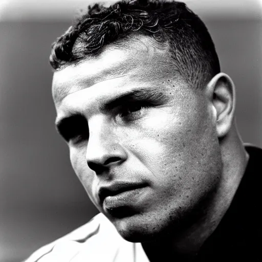 Image similar to real ronaldo by yousuf karsh, head and shoulders, faint smile