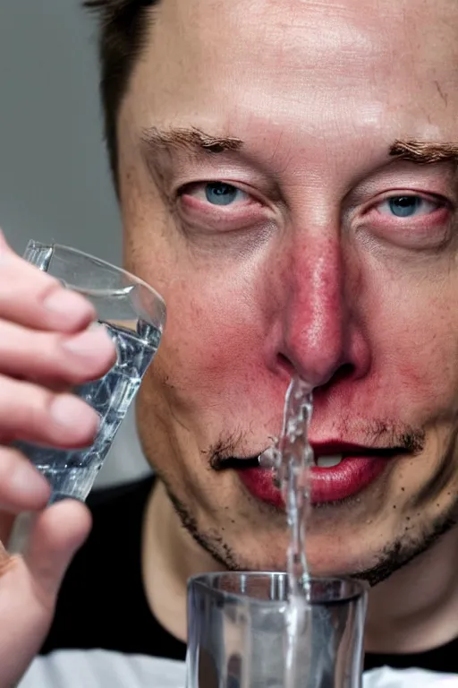 Image similar to detailed photo of elon musk drinking vodka