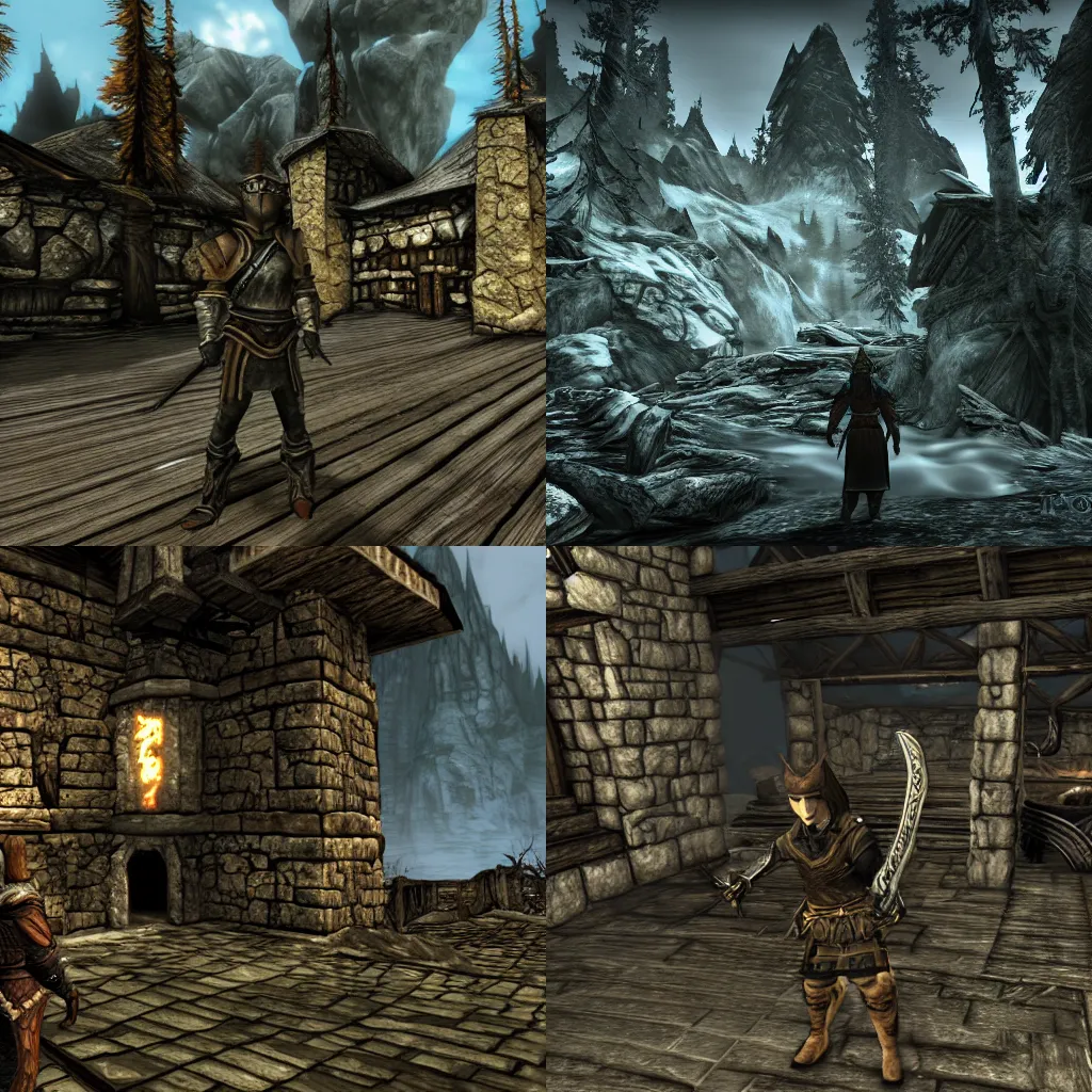 Prompt: Skyrim screenshot, cartoon, stylized