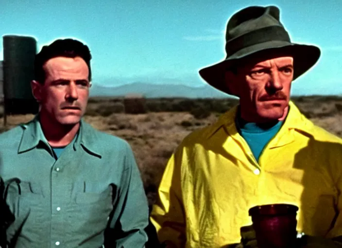 Image similar to a movie still from the 1955 crime noir called when Breaking Bad, in full technicolor