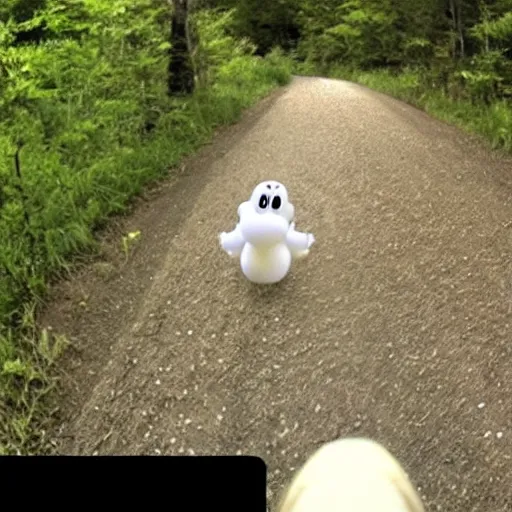 Image similar to Ghost from Super Mario caught on trailcam footage. Trending on Kotaku