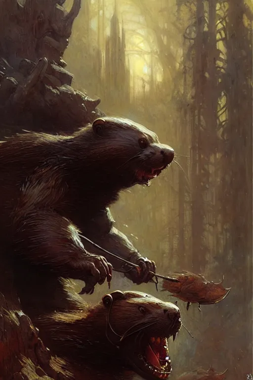 Image similar to beaver beast by gaston bussiere, bayard wu, greg rutkowski, giger, maxim verehin