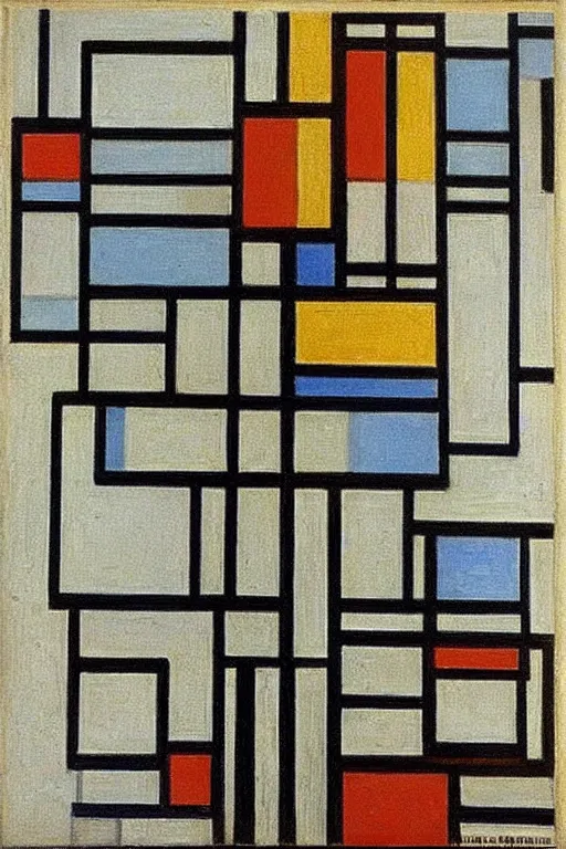 Prompt: “Painting made by Piet Mondrian”