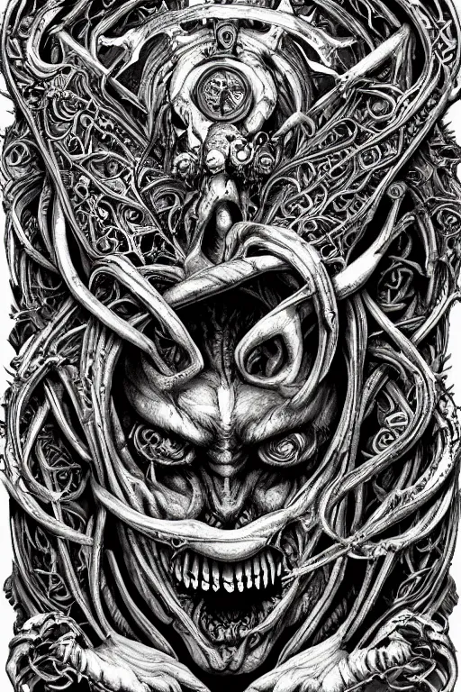 Image similar to the seven deadly sins, horror art, grotesque, zbrush art, majestic, silver filigree, colorful, dark fantasy, celtic knot, anatomical, h r giger style, frank frazetta, ornate, art nouveau, symmetrical, turquoise jewelry, red smoke insanely detailed and intricate, hypermaximalist, elegant, ornate, hyper realistic, super detailed