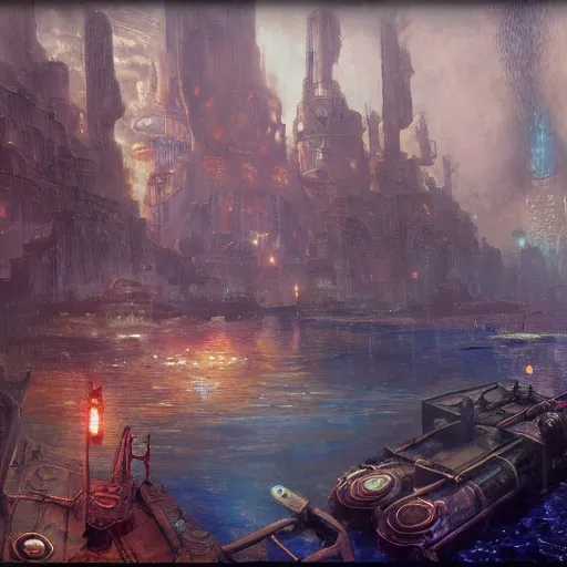 Image similar to underwater city, bioshock, highly detailed painting by gaston bussiere, craig mullins, j. c. leyendecker 8 k