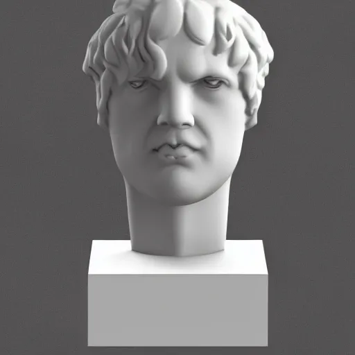 Image similar to a 3 d white reneissance statue head drinking a coctail, 3 d render