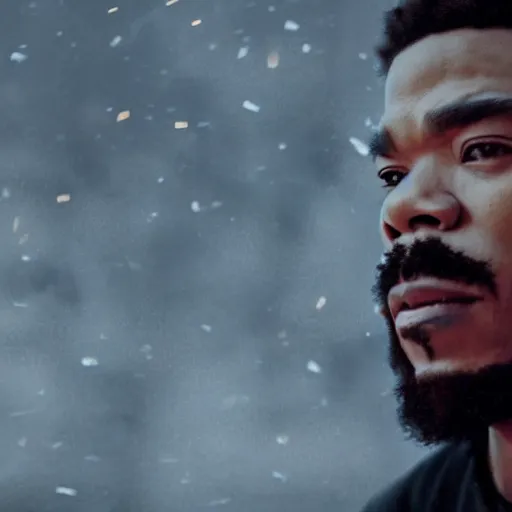 Image similar to cinematic film still of Chance The Rapper starring as a Samurai holding fire, Japanese CGI, VFX, 2022, 40mm lens, shallow depth of field, film photography