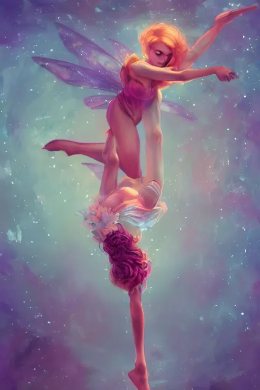 Image similar to A beautiful pole dancing fairie, cinematic lighting, soft bokeh, fantasy, modern, colourful, highly detailed, digital painting, artstation, deviantart, concept art, sharp focus, illustration