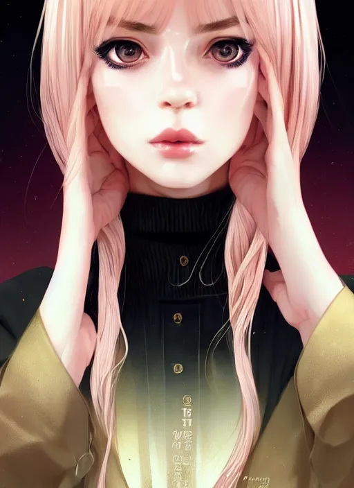 Image similar to dreamlike luxury stunning gangster girl portrait, pale pink and gold kimono, art by artgerm, wlop, loish, ilya kuvshinov, 8 k realistic, hyperdetailed, beautiful lighting, detailed background, depth of field, symmetrical face, frostbite 3 engine, cryengine,