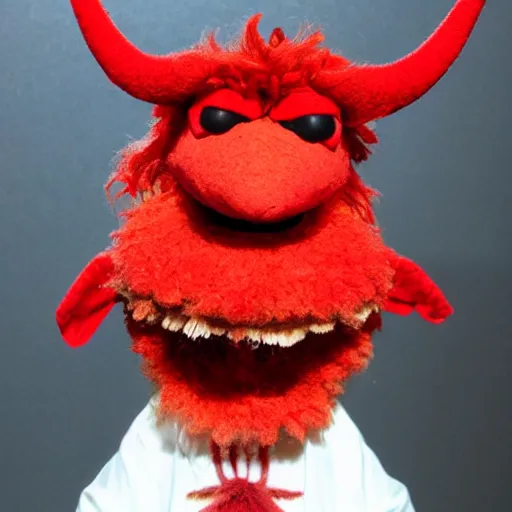 Prompt: satan red horned muppet