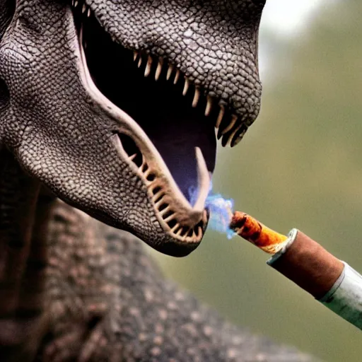 Prompt: dinosaur smoking a cigarette