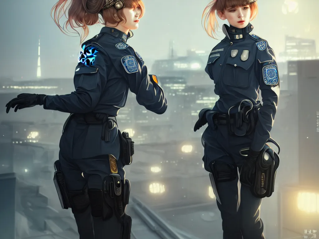 Image similar to portrait futuristic germany police uniform girl, at future neon light rooftop, ssci - fi and fantasy, intricate and very very beautiful and elegant, highly detailed, digital painting, artstation, concept art, smooth and sharp focus, illustration, art by tan zi and ayanamikodon and alphonse mucha and wlop