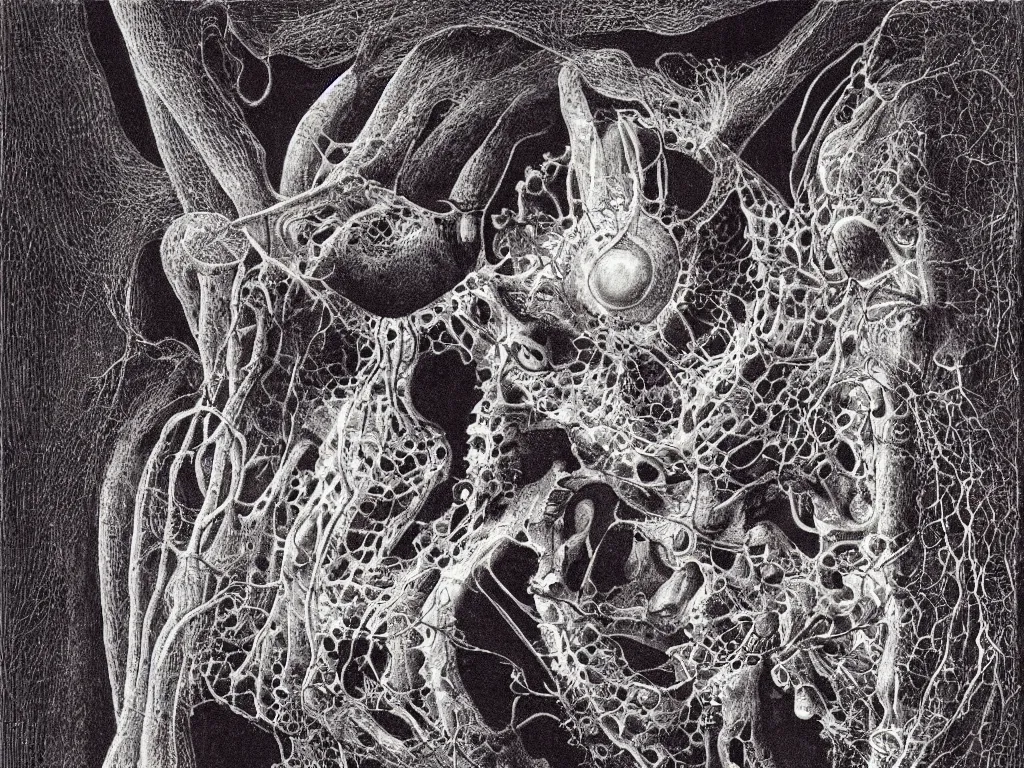 Image similar to Inside the ear. Painting by Ernst Haeckel, Rufino Tamayo