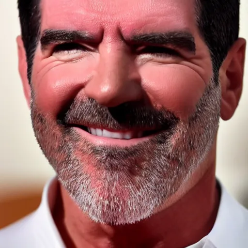 Prompt: extremely close up photograph of simon cowell, very wide fov, 4 k