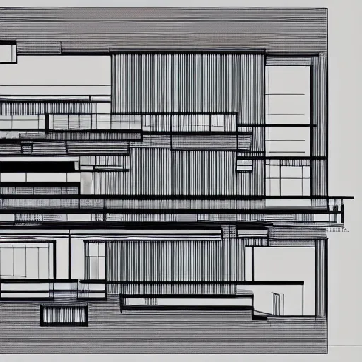 Image similar to full page concept design and highly detailed blueprint of a cardboard mansion, Zaha Hadid style 8k hyperrealism