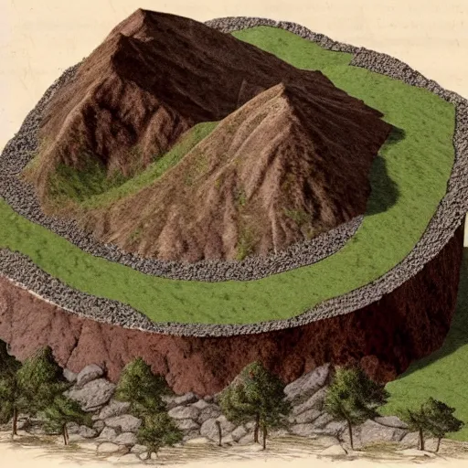 Prompt: cross section of a mountain, detailed.