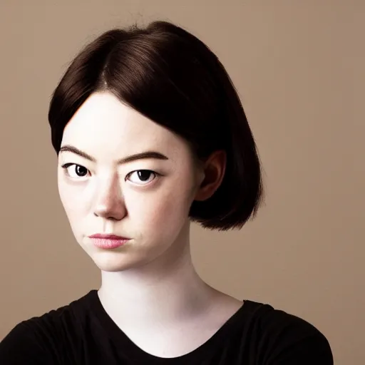 Image similar to a masterpiece portrait photo of a beautiful young woman who looks like a korean emma stone, symmetrical face