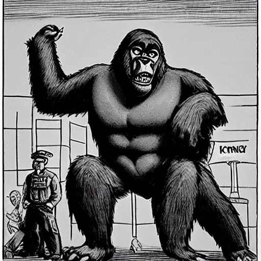 Prompt: king kong at court for a crime