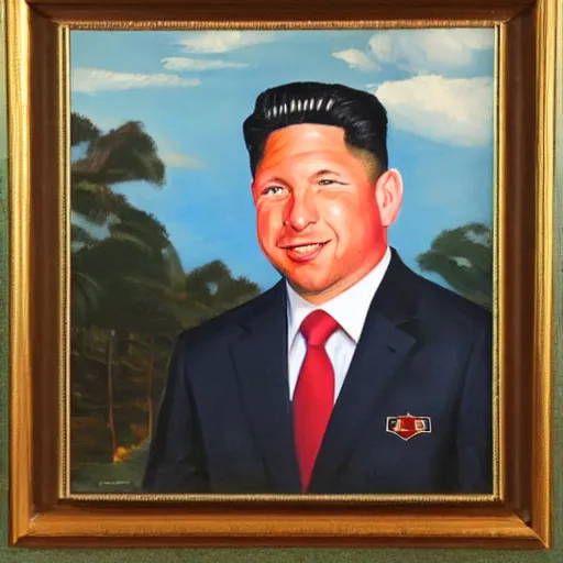 Prompt: oil painting of Ron Desantis in the style of a North Korean portrait