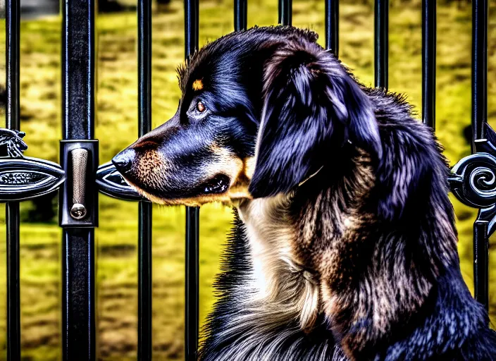 Image similar to photo of a real life photorealistic three - headed kerberos dog guarding the gates to the underworld. fantasy horror style. highly detailed 8 k. intricate. lifelike. soft light. nikon d 8 5 0 5 5 mm. dof. cinematic post - processing.