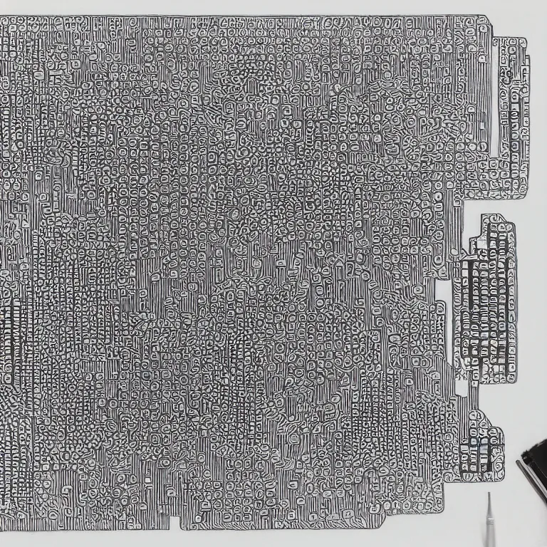 Image similar to notebook doodle architecture sketch with tessellating circuit board extremely intricate hyper detailed linework pen and paper