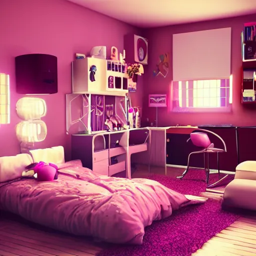 Prompt: eighties teenager room, photorealistic, super realistic, comfy, render, 3 d