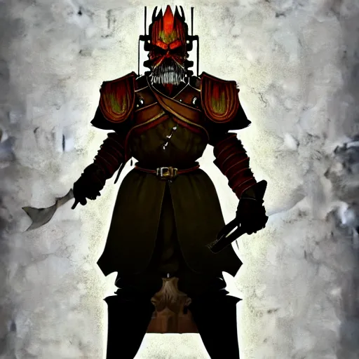 Image similar to fantasy concept art of stalin as a boss in dark souls, colored, trending on artstation