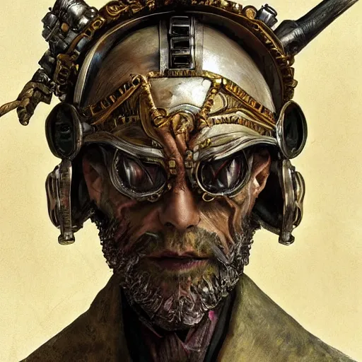 Image similar to portrait, headshot, digital painting, of a old 17th century, old cyborg merchant, amber jewels, baroque, ornate clothing, scifi, realistic, hyperdetailed, chiaroscuro, concept art, art by Franz Hals and Jon Foster