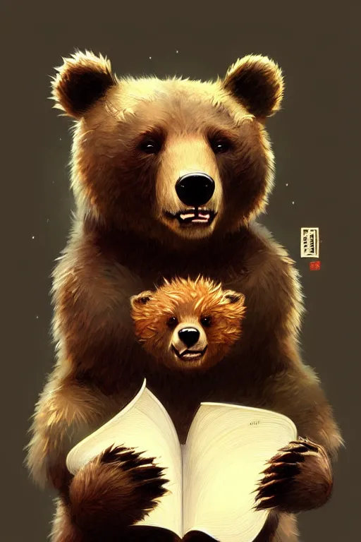 Image similar to cute cartoon bear, sharp focus, illustration, highly detailed, digital painting, concept art, matte, art by wlop and artgerm and greg rutkowski and alphonse mucha, masterpiece