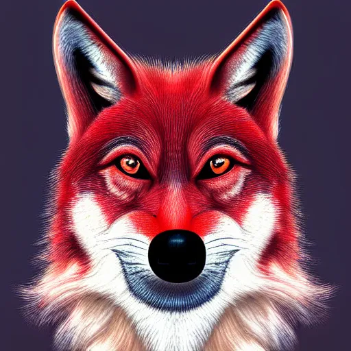 Image similar to zoomorphic a red face wolf, pepe the frog like face, digital painting, ultra sharp, by gary cook