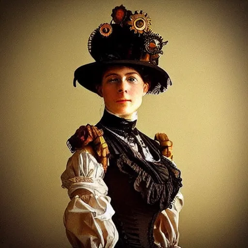 Image similar to “ beautiful portrait of a victorian steampunk woman. ”