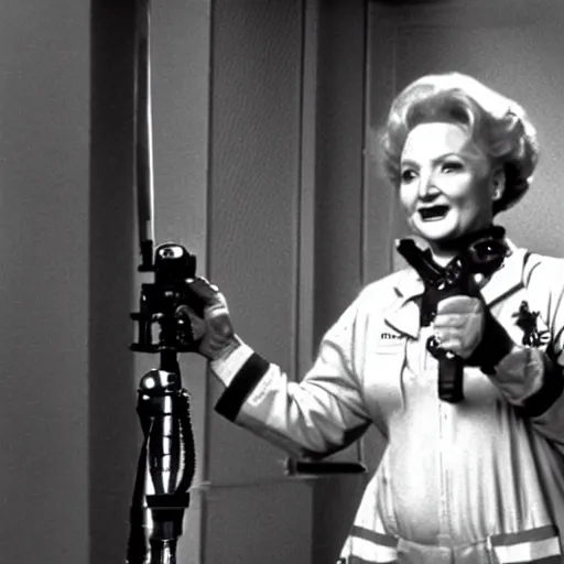 Image similar to stunning awe inspiring betty white as a ghostbuster in the movie ghostbusters, movie still 8 k hdr atmospheric lighting