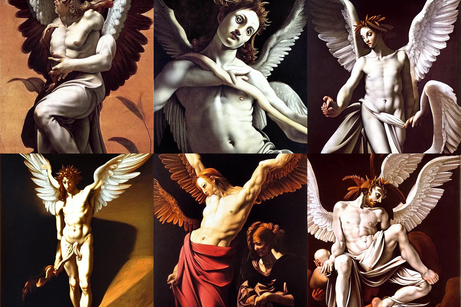 Image similar to A extremely beautiful highly detailed majestic angelic beautiful painting of lucifer by Michelangelo Merisi da Caravaggio,