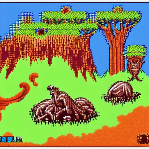 Prompt: zoo on another planet, amiga graphics,