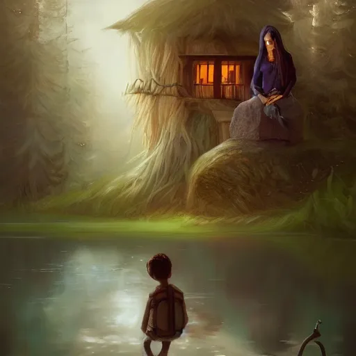 Prompt: brother grimms lakehouse fairy digital art, irina french, heraldo ortega, mandy jurgens, golden ratio, art canvas, award winning, masterpiece trending on artstation 8 k 1 5 0 mpx