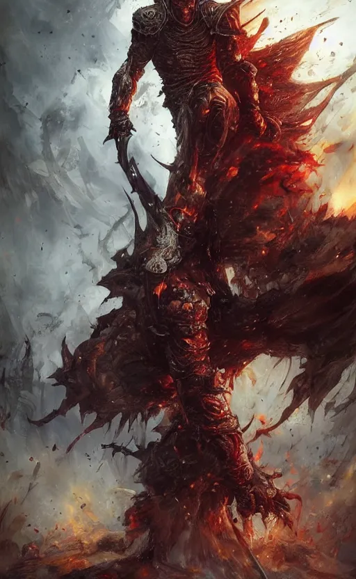 Prompt: full body shot Guts Berserk, Diablo , extremely detailed, made by wlop, maxwell boas, Naranbaatar Ganbold, Raymond Swanland and Ruan Jia. Masterpiece. Repin. Greg Rutkowski