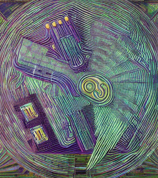 Prompt: ( ( bit flip | god of ai art ) ), cyberwars, neuromancy, rene lalique, highly detailed,, by william - adolphe bouguerea, ( ( mutually assured digital destruction ) ) by gustav klimpt, cpu gpu wafer, glitch art, notan egon schele, coalescent opal
