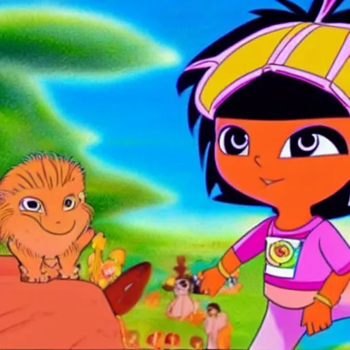 Image similar to Narendra Modi as a character in Dora the Explorer