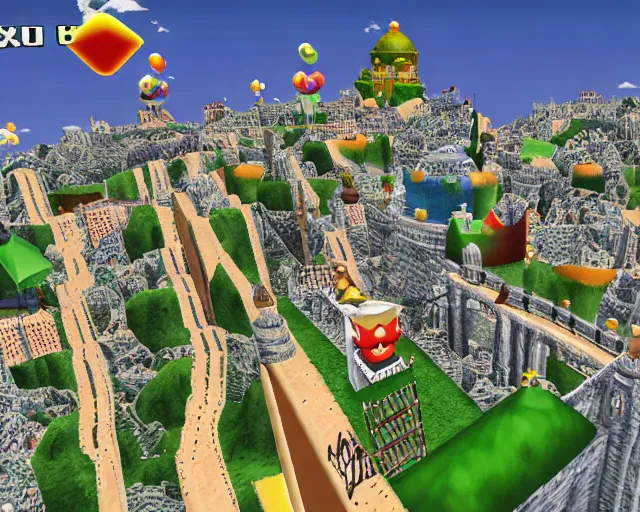 Image similar to jesus christ the redeemer super mario 6 4 level, screenshot from super mario 6 4