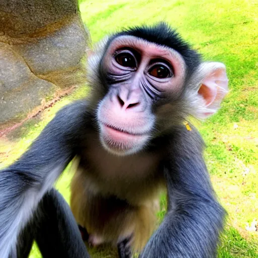 Image similar to photo of monkey taking a selfie and smiling