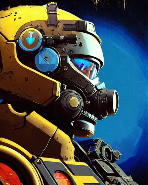 Image similar to soldier 7 6 from overwatch, character portrait, portrait, close up, concept art, intricate details, highly detailed, vintage sci - fi poster, retro future, in the style of chris foss, rodger dean, moebius, michael whelan, and gustave dore
