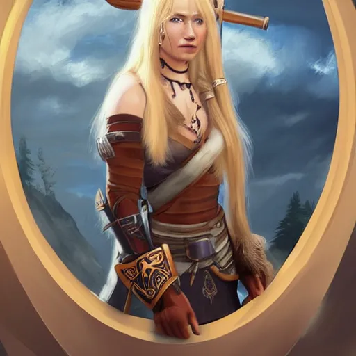 Image similar to blonde viking warrior princess, digital art, trending on artstation