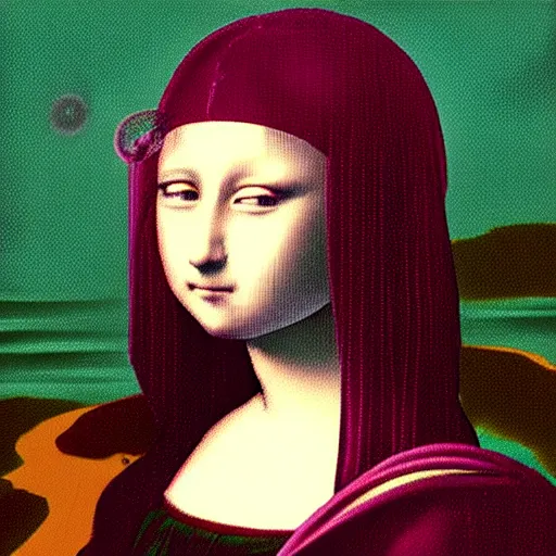 Image similar to Hatsune Miku in the style of Mona Lisa, Hatsune Miku painting