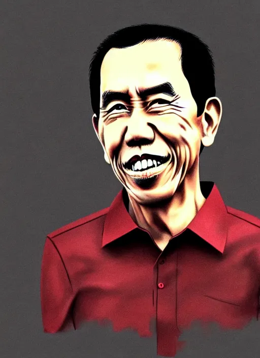 Prompt: a portrait of jokowi, fine - face, by basuki abdullah and raden saleh, banksy and kentaro miura style, trending on art station