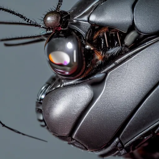 Image similar to robotic fly macro looking into camera, extremely detailed